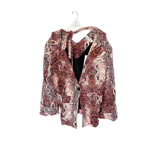 House‎ of Sunny Pink Python Snake Print Oversized Slouchy Jacket Blazer Size 2 - Picture 3 of 12